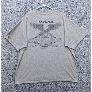 VTG Sturgis 2004 Black Hills Rally Shirt Mens XL Graphic Print Biker Casual Gray